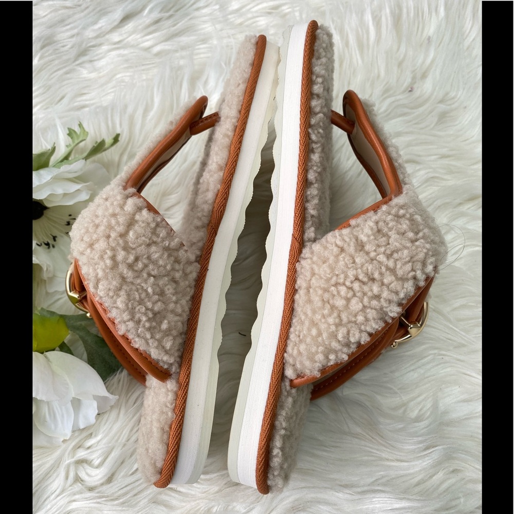- NWT COACH Women's Hollie Cozy T-Strap Slippers - Picture 9 of 11